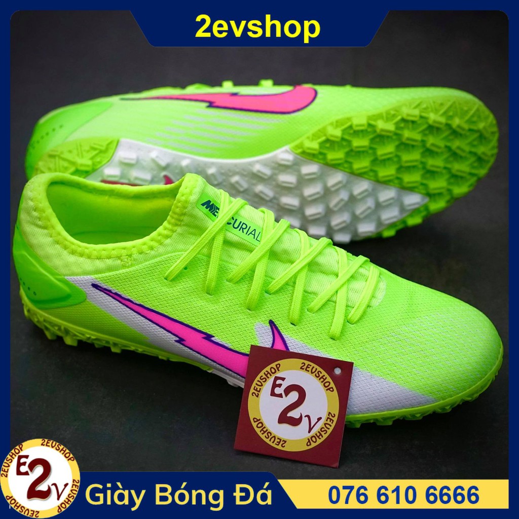 Giày đá bóng thể thao nam 𝐌𝐞𝐫𝐜𝐮𝐫𝐢𝐚𝐥 𝐕𝐚𝐩𝐨𝐫 Xanh Lá, giày đá banh cỏ nhân tạo hot trend - 2EVSHOP