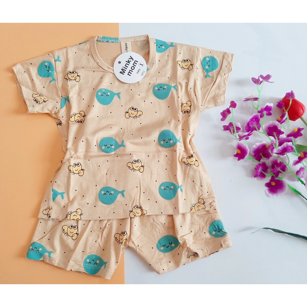 Bộ Cộc Tay Chất Thun Lạnh MINKY MOM Vải Mềm Mịn, Thoáng Mát Cho Bé Trai, Bé Gái Từ 5 – 16kg