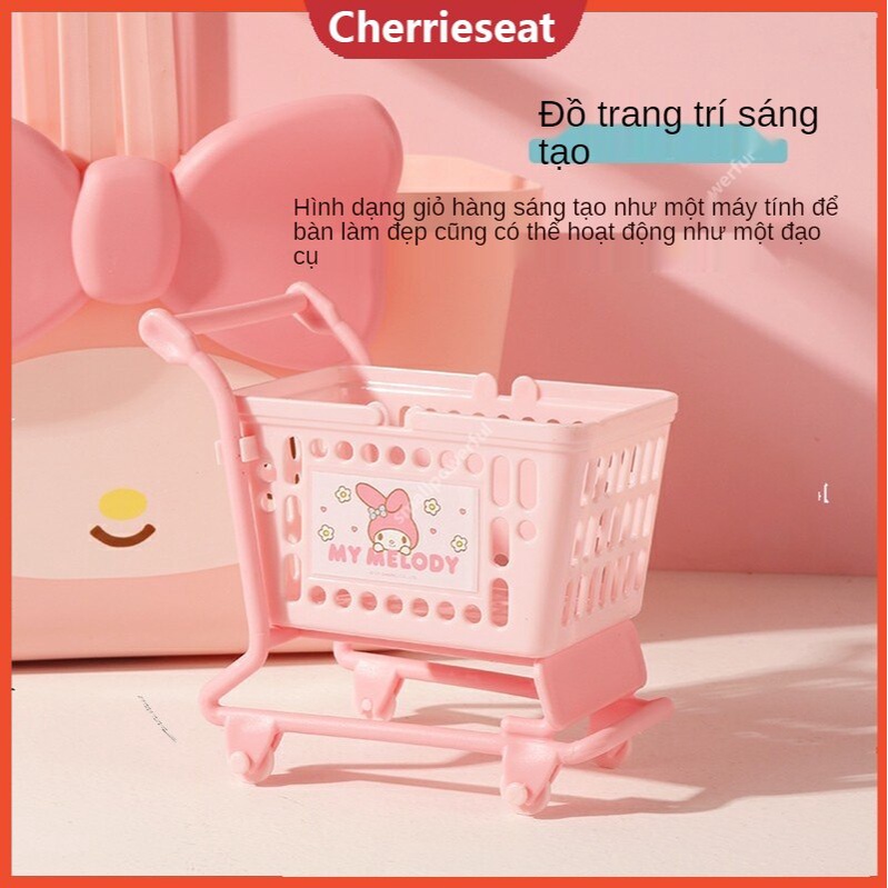 CHE MINISO sản phẩm nổi tiếng Sanrio tai lớn chó mèo xe đẩy hộp đựng đồ để bàn hộp nhựa đựng đồ trang trí nhỏ đựng đồ trang trí nhỏ giỏ mua hàng mini giỏ đựng đồ lặt vặt