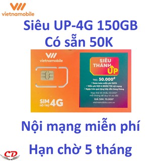 [Nhập mã ELMI01 giảm 10%]Bộ 5 Siêu thánh sim UP- 4G VNMB miễn phí max 150GB data-upxanh