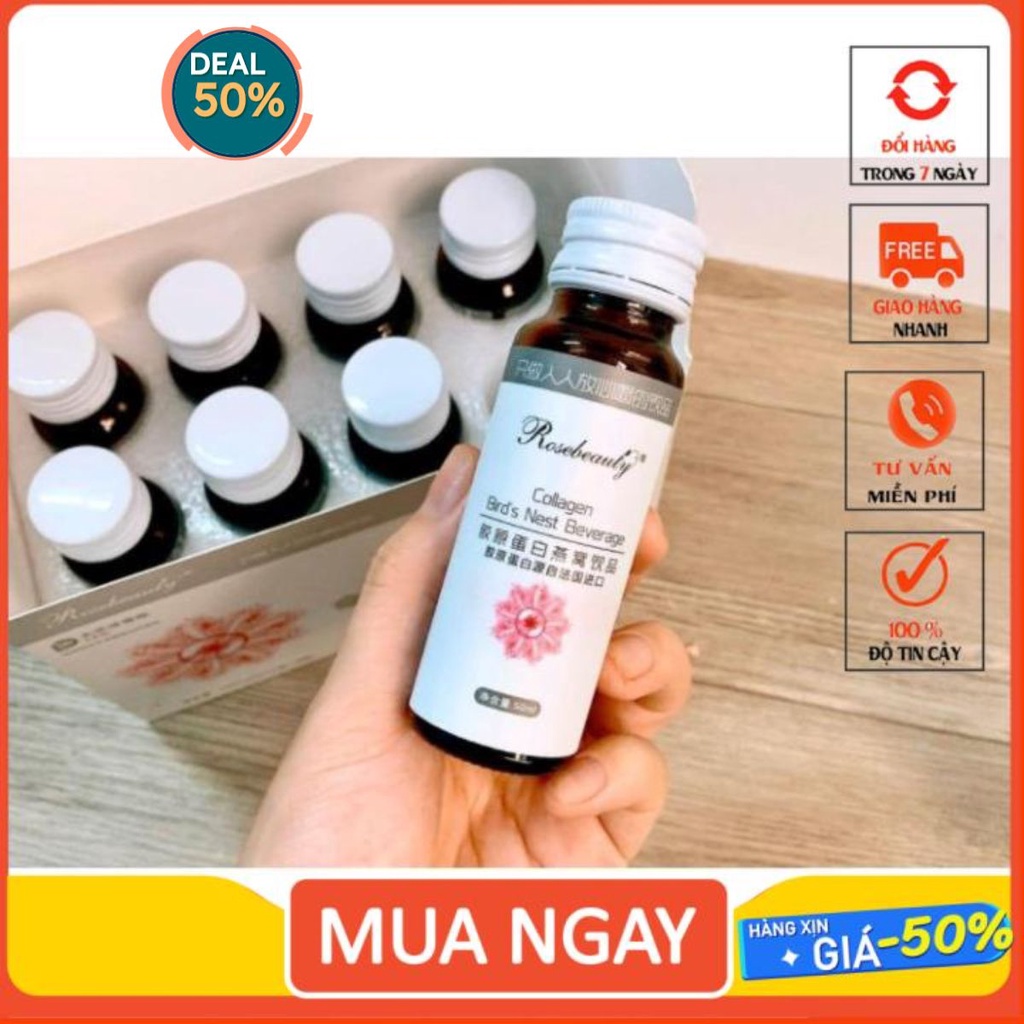 COLLAGEN ROSE BEAUTY YẾN TRẮNG DA (TRẮNG SÁNG TỨC THÌ X10) Hộp 8 chai [ GIÁ TỐT ]