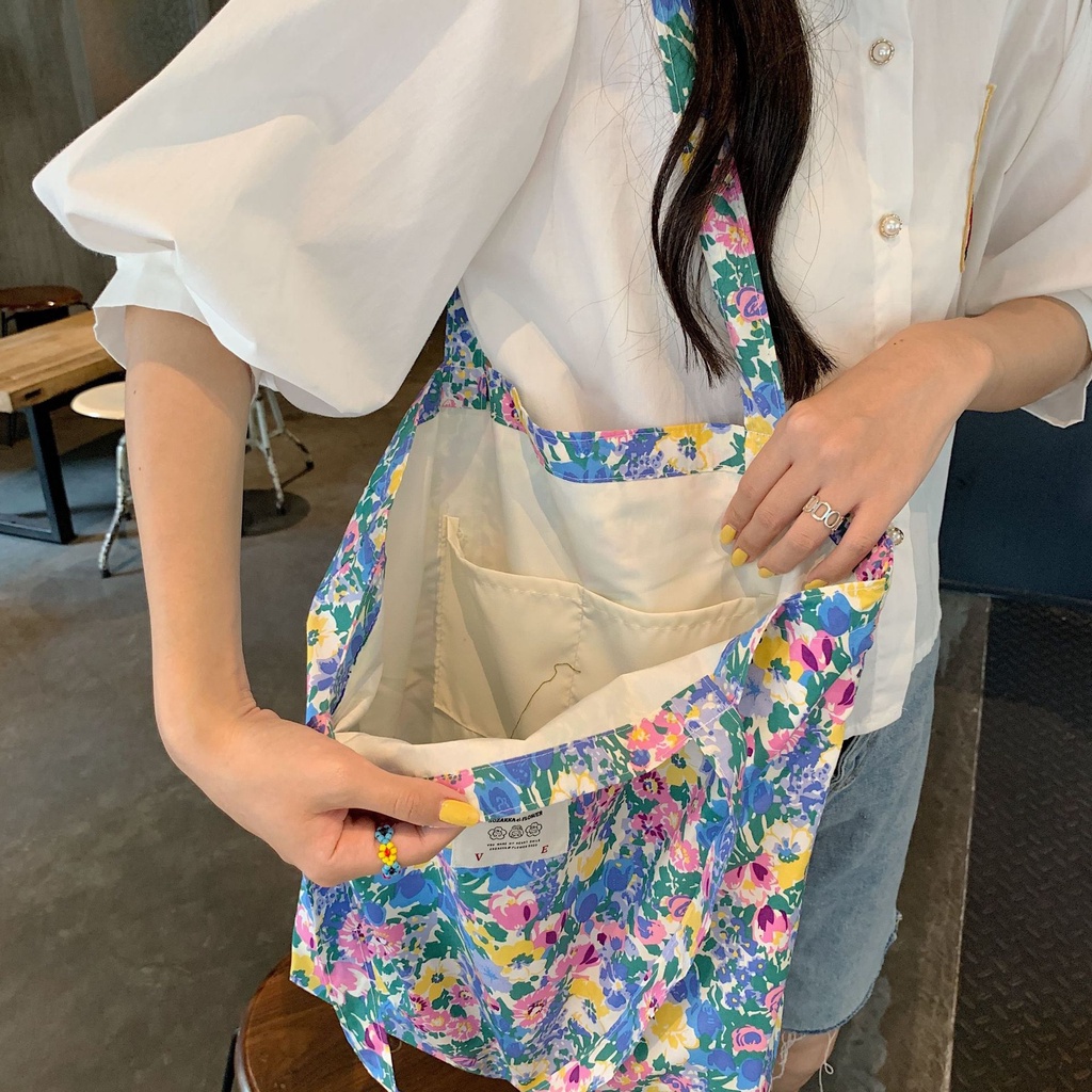 Túi Xách Nữ Vải Canvas In Hoa Xinh Xắn