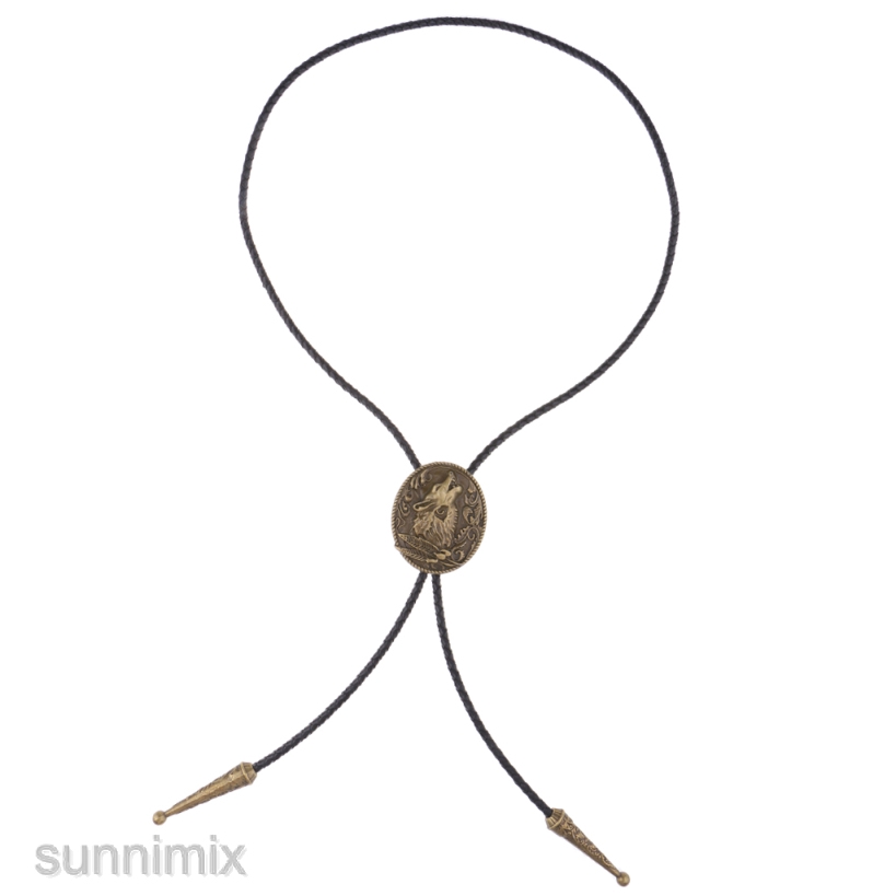 [Sunnimix] Vòng cổ Cao Bồi Bolas Rodeo Bootlace Hình Đầu Sói Sáng Tạo Kiểu Mỹ