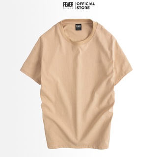 Áo thun nam FEAER DENIM chất thấm hút nhẹ vải cotton THUN BASIC màu be