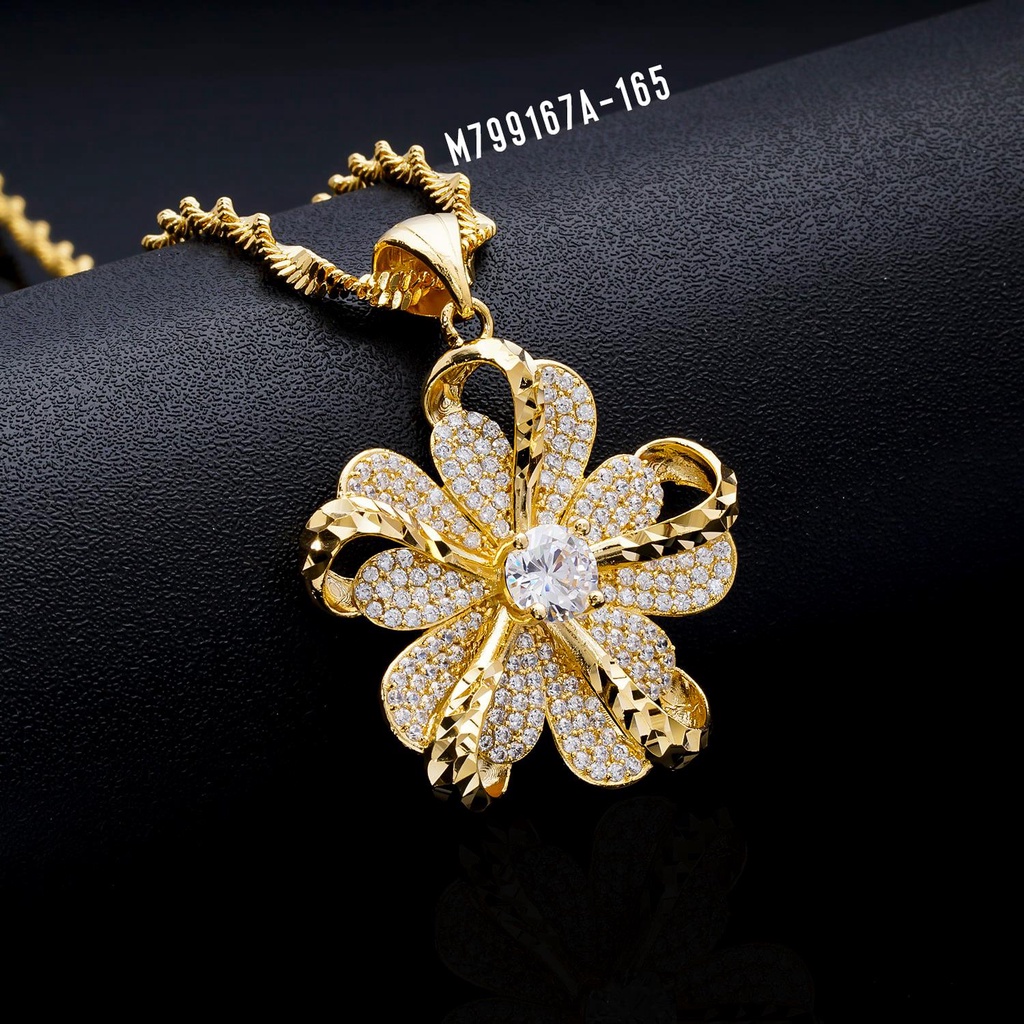 Dây chuyền đính đá mặt dây chuyền hoa mai xoáy V513 Cao Cấp Dùng Hàng Ngày Namoo Jewelry