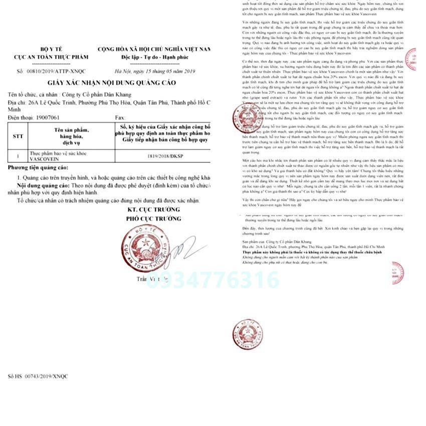 ✅ Kem Thoa Hỗ Trợ Suy Giãn Tĩnh Mạch Vascovein (Tuýp 50gr)