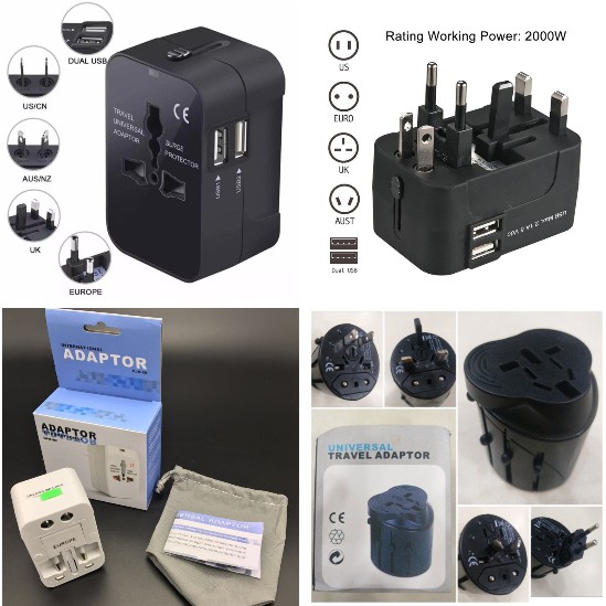 PHÍCH ĐIỆN CHUYỂN ĐỔI, Ổ CẮM ĐIỆN ĐI DU LỊCH HONEYS ECO-TV1, CF-071 (2 USB), ADV-004 (USB), UT2S (2USB)
