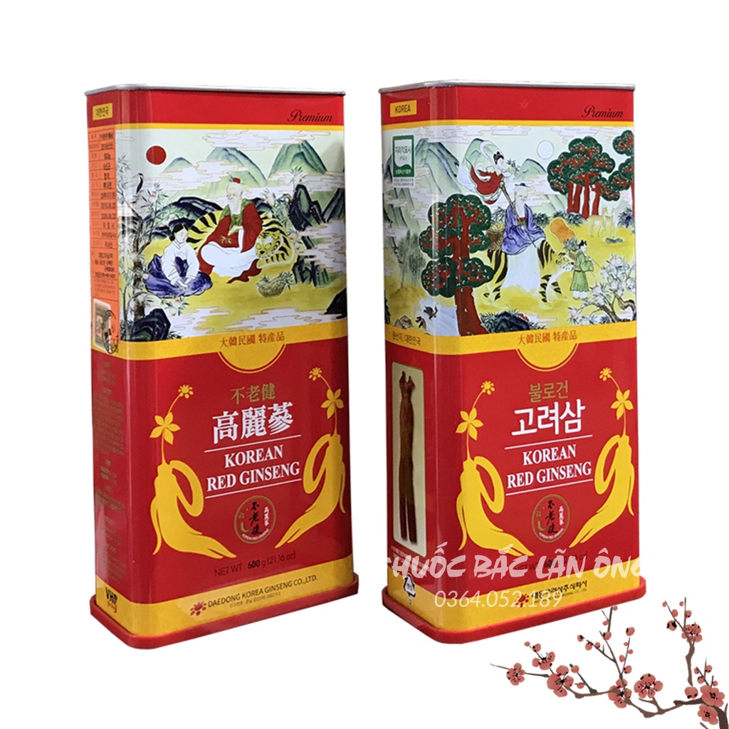 Hồng sâm củ hộp thiếc Hàn Quốc (Nhân sâm củ 6 năm tuổi) - Thuốc Bắc Lãn Ông