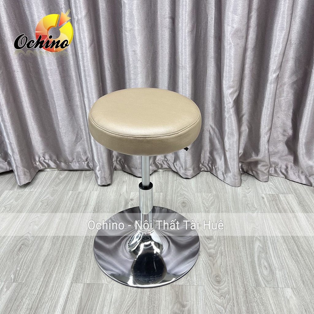 Ghế Trang Điểm, Ghế Chụp Hình Bọc Da Cao Cấp Mẫu Tròn Trơn Đơn Giản Chân Thấp 30-50Cm (Đủ Màu)