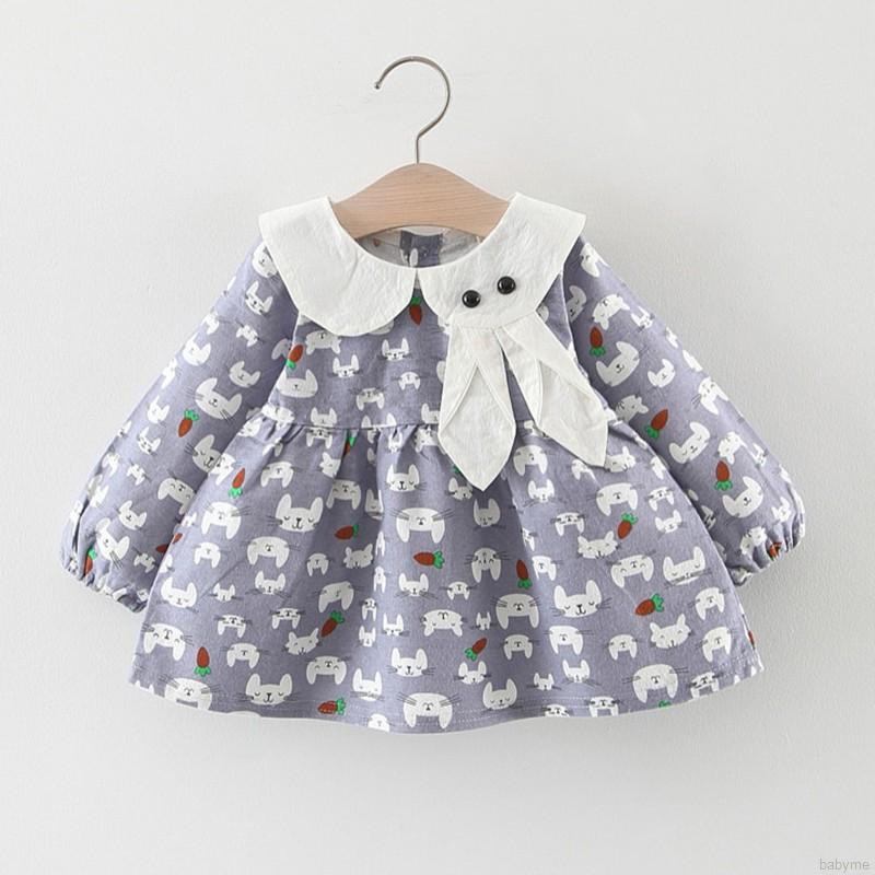 Đầm dài tay in họa tiết con vật đáng yêu dành cho bé gái