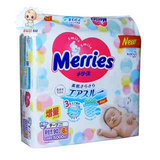 Bỉm dán thêm miếng merries nội địa nhật nb90+6/s82+6/m64+4/l54+4