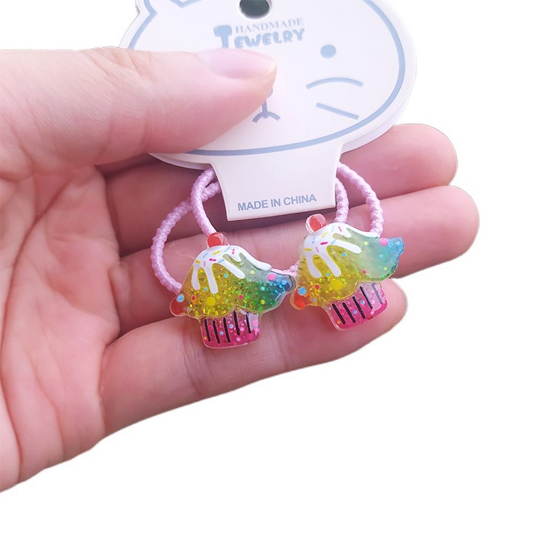 Set 2 Dây Cột Tóc Co Giãn Họa Tiết Hoạt Hình Dễ Thương Cho Bé Gái