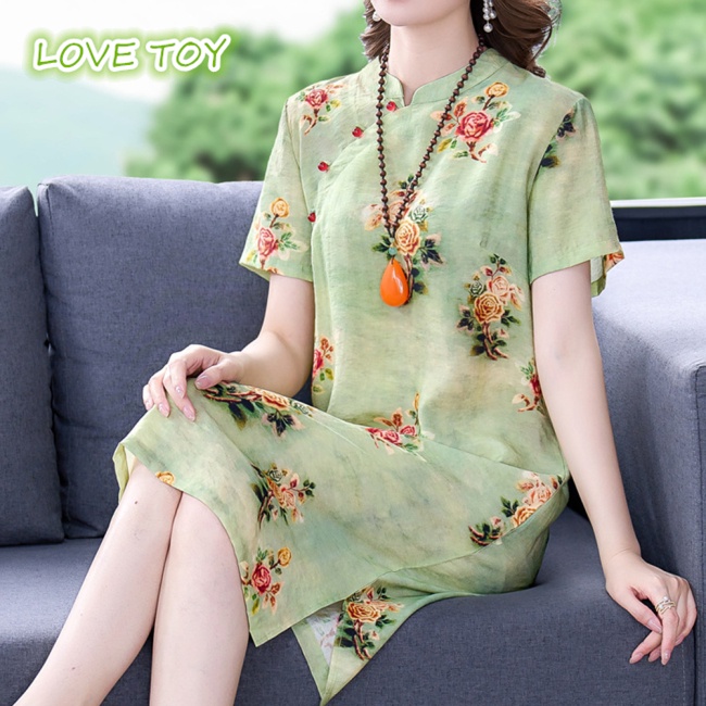 Sườn Xám Cách Tân In Hoa Thời Trang Nữ Tính