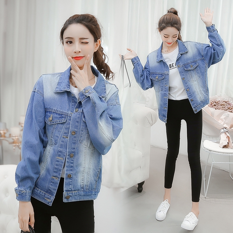 Áo Khoác Denim Dài Tay Với Thiết Kế Phối Rách Cá Tính Trẻ Trung