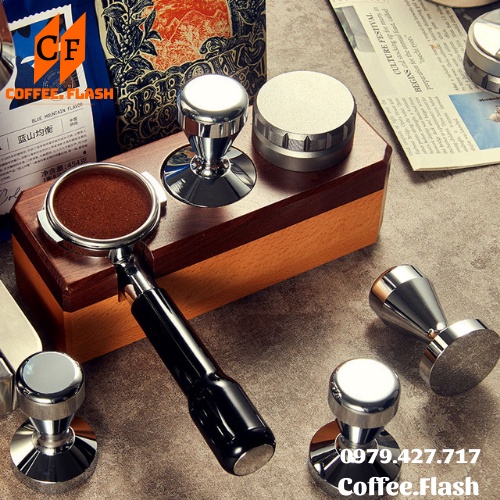 Tamper tay nén cà phê inox cao cấp, Tamper OCD dụng cụ nén và dàn đều cà phê Espresso size 51- 53- 58mm.