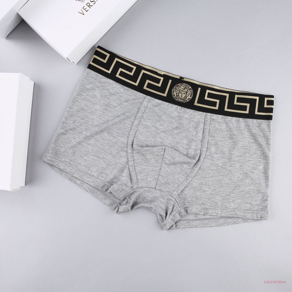 Versace Nam Võ Sĩ Quần Lót Cotton Thoáng Khí Boxer Quần Lót Chắc Chắn Thoải Mái Seluar Dalam Lelaki