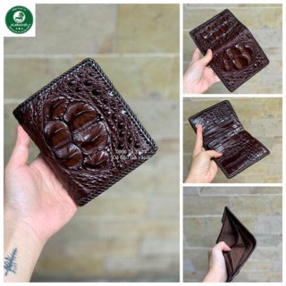 VÍ ĐỨNG 2 MẶT DA CÁ SẤU GÙ NGUYÊN CON ĐAN VIỀN - CÁ SẤU GÒ VẤP