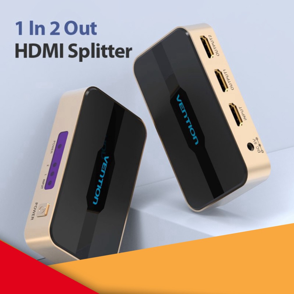 Bộ chia tín hiệu HDMI 1 vào 2 ra Vention hỗ trợ 3D, 4k có nguồn