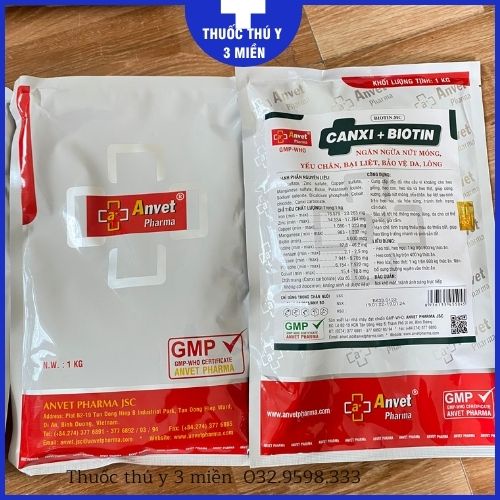 CANXI BIOTIN Bổ Xung Canxi Cứng Xương Chắc Móng Ngừa Bại Liệt Gói 1kg Công Ty Anvet (Thuốc Thú Y 3 Miền)