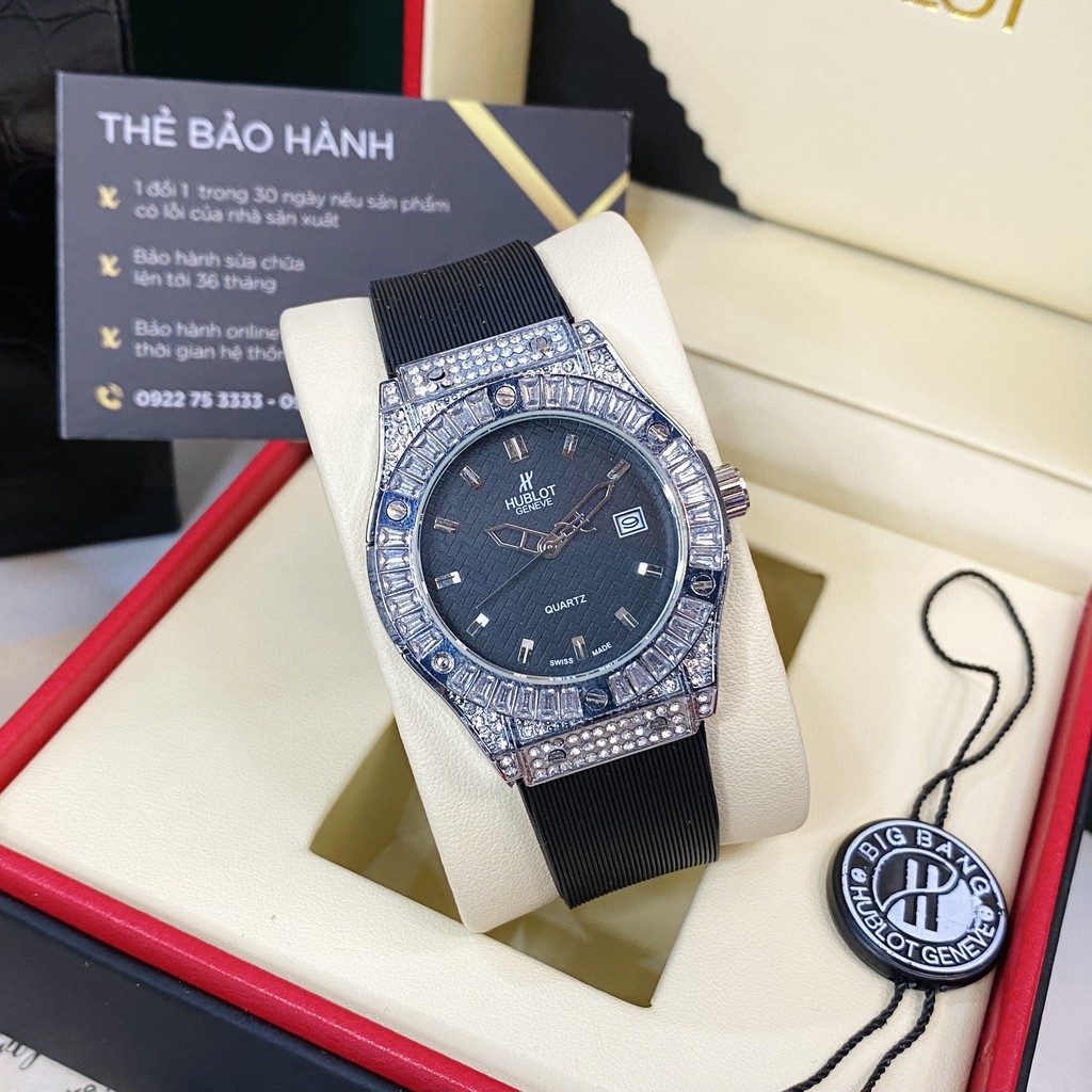 [Fullboxx 1:1] Đồng hồ nữ Hublot mặt tròn đính viền đá dây cao su vani cao cấp DHN608 SHOP133 | BigBuy360 - bigbuy360.vn