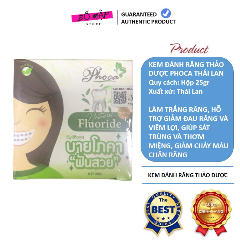 [SALE] [CAM KẾT 100% CHÍNH HÃNG] Combo 20 Hộp Kem đánh răng thảo dược PHOCA Thái Lan 25g