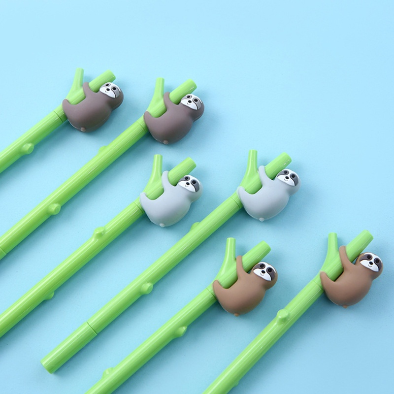 Set 3 Bút Mực Gel 3D Ngòi 0 5mm Thiết Kế Hình Con Lười Màu Xanh Dương