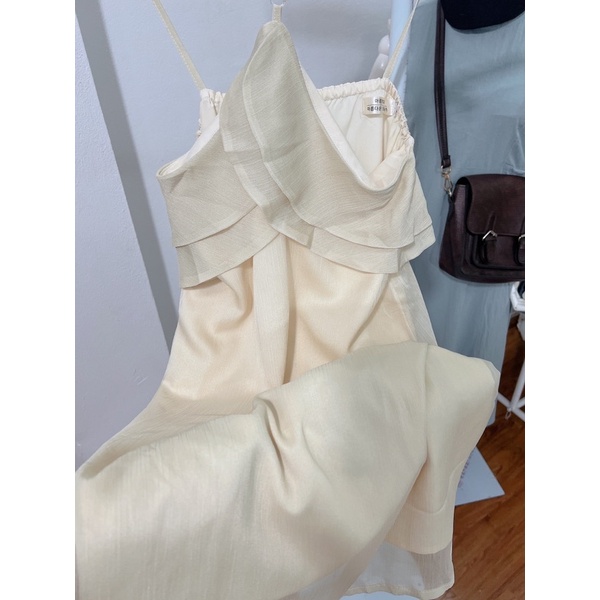 Váy 2 Dây cổ yếm hở lưng thiết kế 2 lớp  Dáng Baby Doll Mặc Dã Ngoại, Đầm Cổ Yếm Màu Be đi biển dạp phố