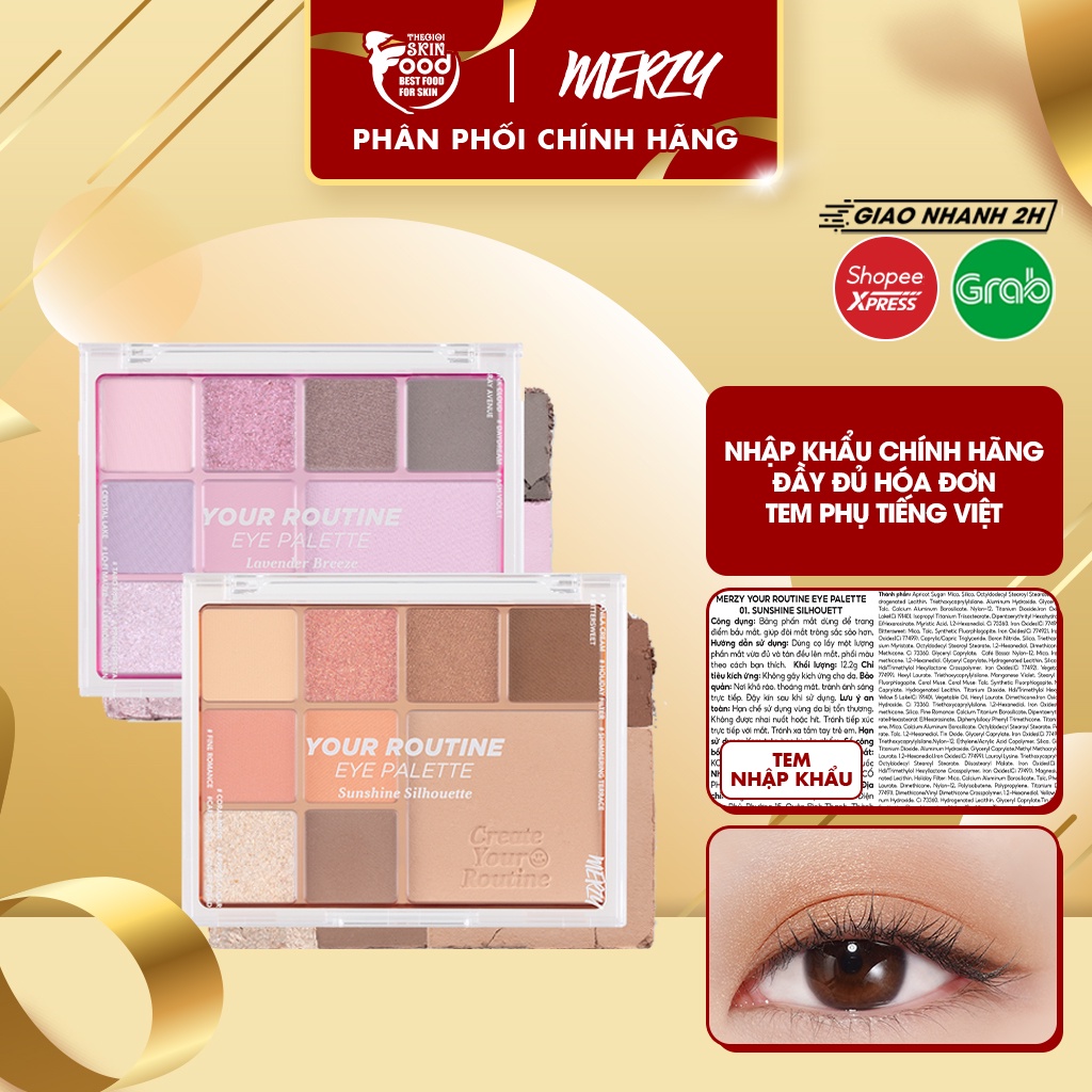 Bảng Phấn Mắt Và Má Hồng Đa Năng 9 Ô Màu Merzy Your Routine Eye Palette
