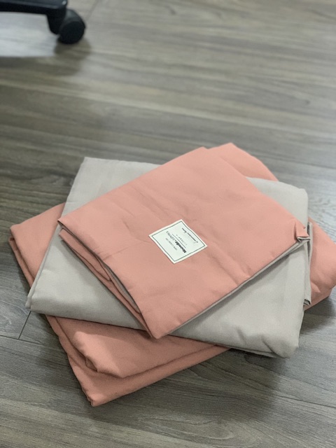 [FREESHIP] Bộ chăn ga gối Cotton đũi: màu cam phối beige | BigBuy360 - bigbuy360.vn