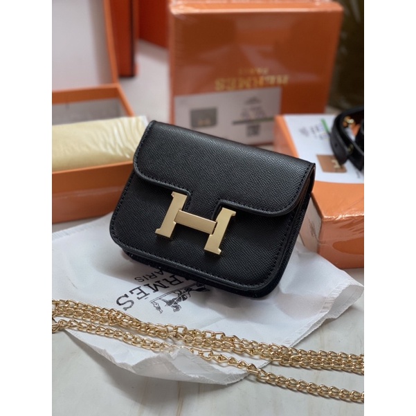 TÚI HM ĐEO CHÉO KHOÁ CHỮ H TAG VÀNG MINI BẢN 2 DÂY FULLBOX HOẢ TỐC