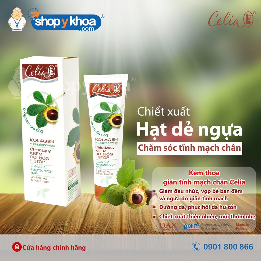 Kem Thoa Suy Giãn Tĩnh Mạch Chân CELIA. Made In Poland. Dung Tích 100ml