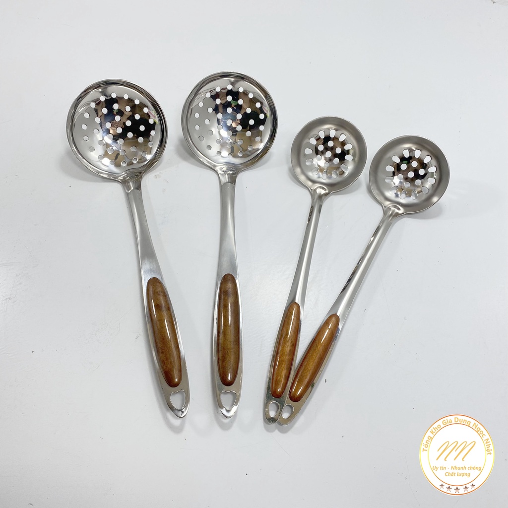 Muôi Múc Canh Inox Có Lỗ Ráo Nước Vân Gỗ - Muôi Múc Canh Inox Cao Cấp