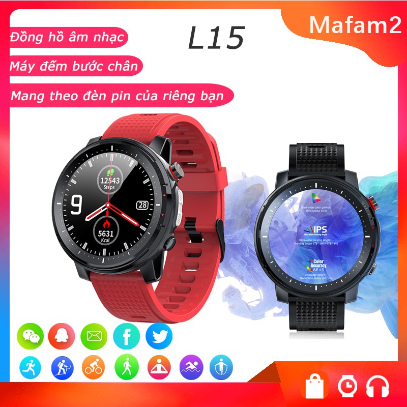 L15 Smart Watch Men 1.3inch Full-fit Round Retina Display Music Control Camera Flashlight PK L5 L9 Smartwatch IP68 Waterproof