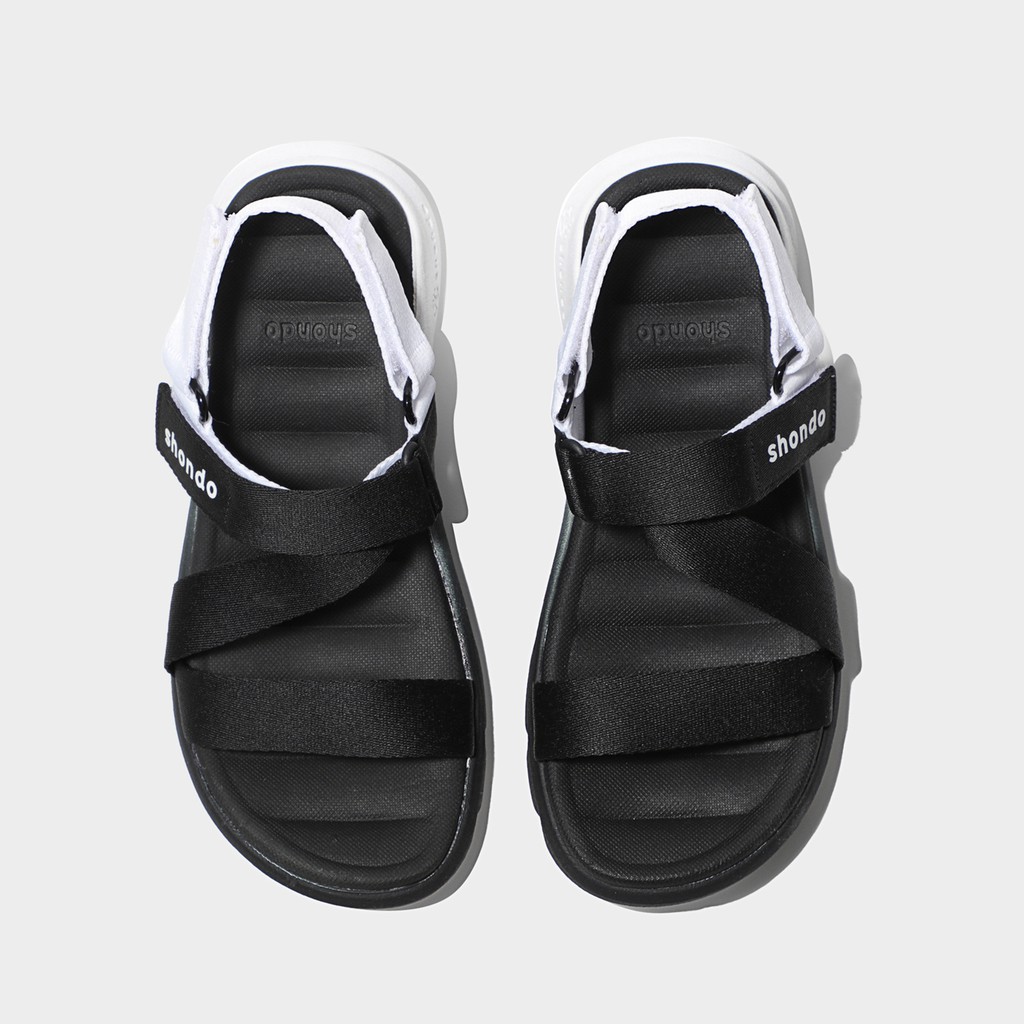 Giày Sandals Nam Nữ Unisex  Shondo F6 Sport Ombre Đế 2 Màu Đen Trắng F6S0110