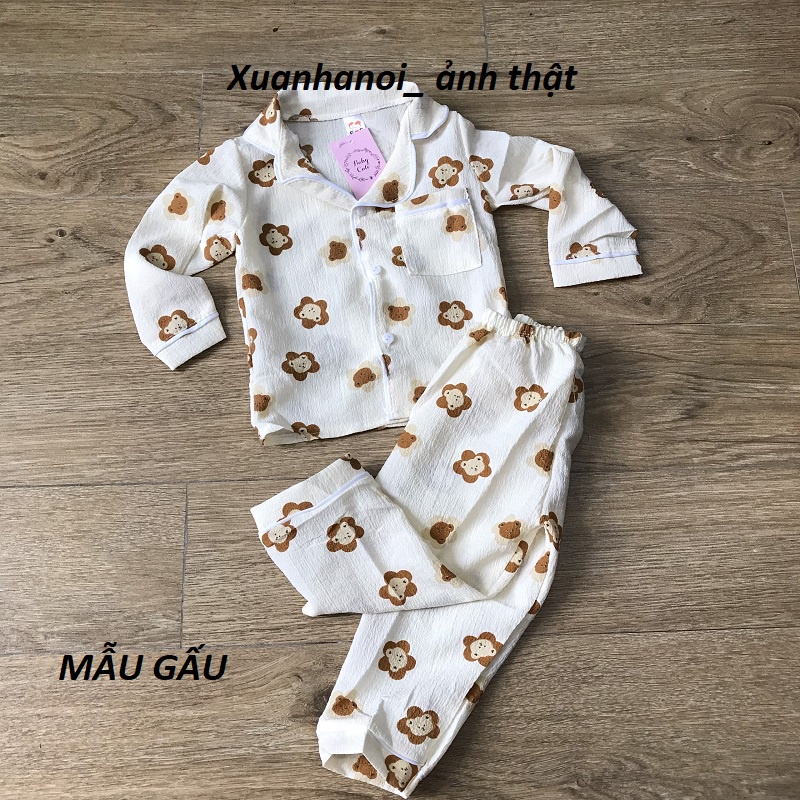 Pijama thô đũi cho bé trai bé gái gấu và hổ nhí XHN1039