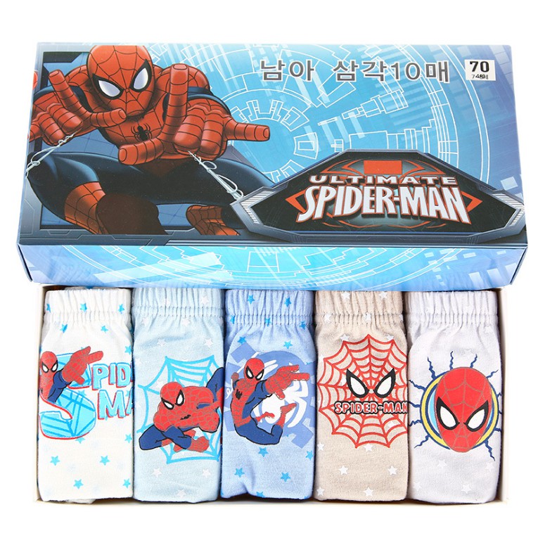 Hộp 5 quần lót bé trai Hàn Quốc 100% cotton mẫu Người Nhện SpiderMan