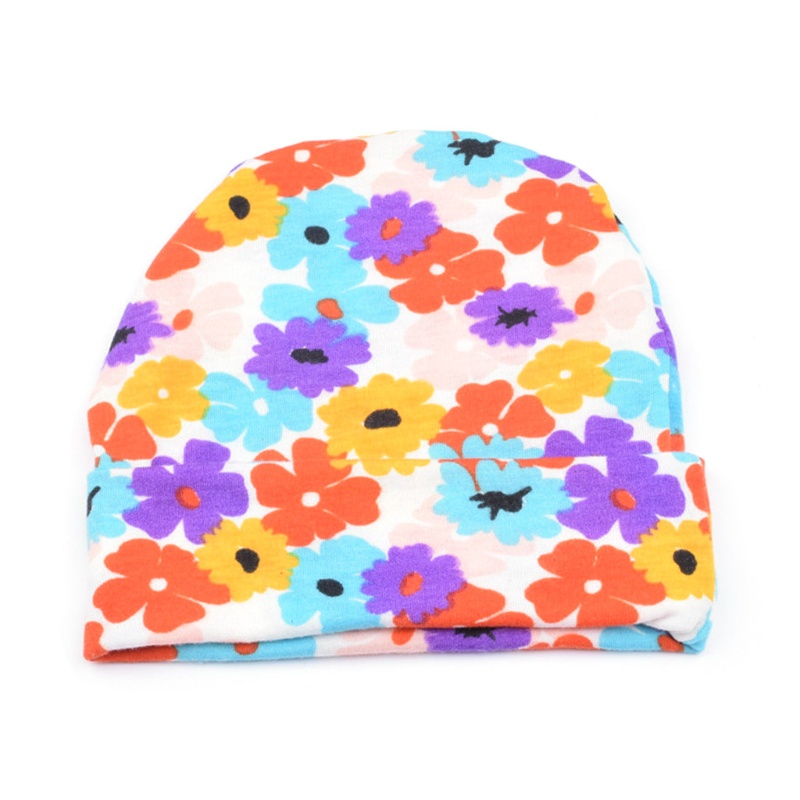 Mũ Beanie Cotton Dệt Kim In Họa Tiết Xinh Xắn Cho Bé Sơ Sinh