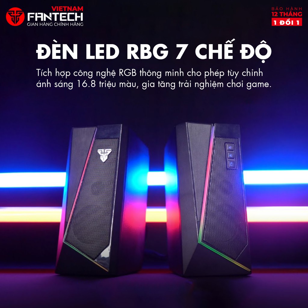 Loa Vi Tính Gaming FANTECH GS204 RUMBLE LED RGB 7 Chế Độ Hỗ Trợ Kết Nối Bluetooth 5.0 và AUX 3.5mm