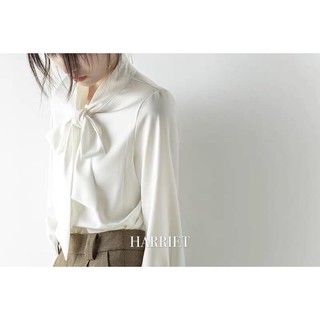 Áo sơ mi nữ trắng cổ nơ Bowtie Harriet
