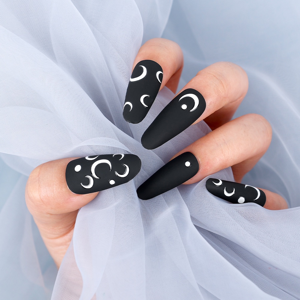 1 Tờ Nhãn Dán Họa Tiết Trăng Lưỡi Liềm 3D Tự Dính Trang Trí Móng Tay