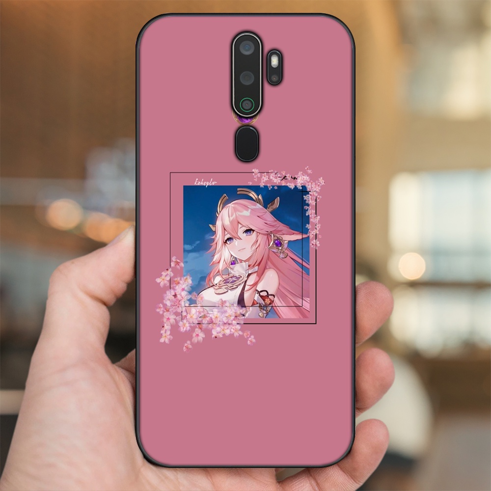 Ốp lưng Oppo A5 2020, A9 2020 viền đen in hình Yae Miko Genshin Impact