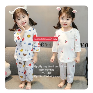 RG23_ Rập giấy may bộ cổ tròn trẻ em