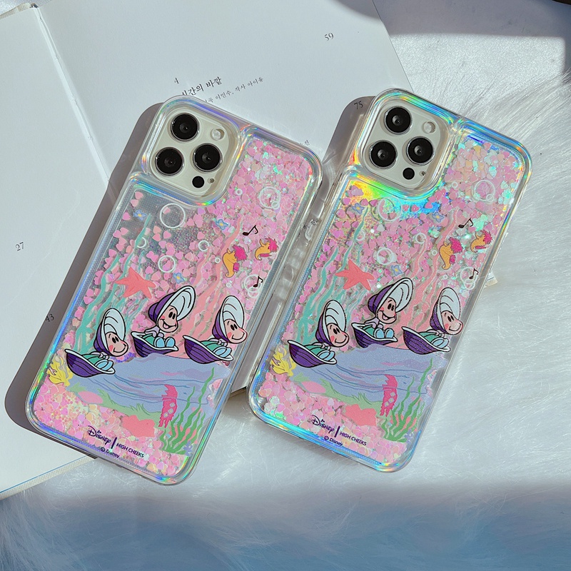 Ốp Điện Thoại Silicon Dẻo Họa Tiết Hoạt Hình Disney Oyster Lấp Lánh Cho For iPhone 7 8 Plus XR XS X 11 12 13 Pro Max