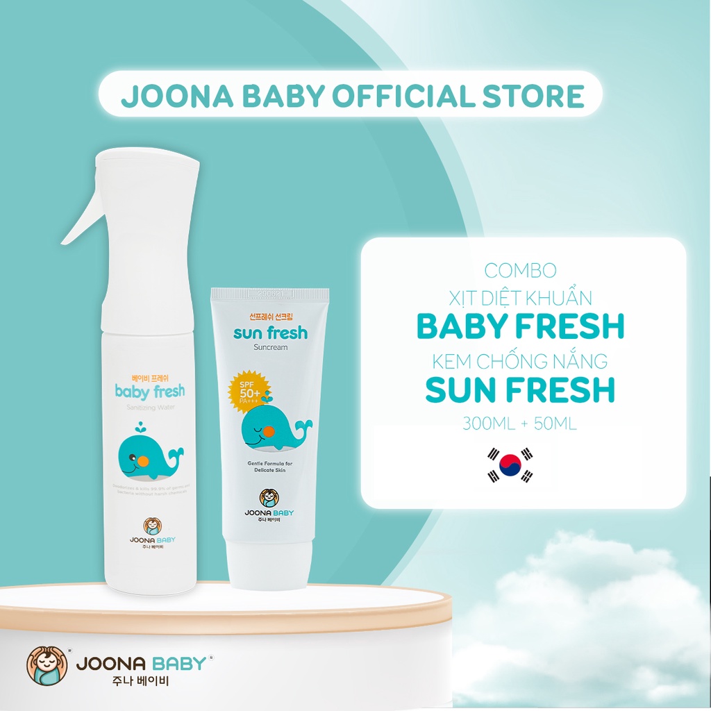 Combo xịt khuẩn Baby Fresh 300ml và kem chống nắng Sun Fresh 50ml - JOONA BABY