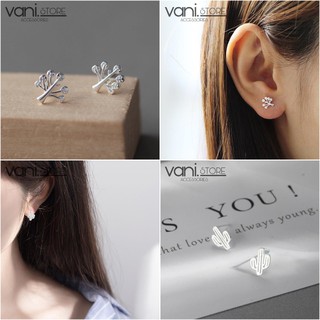 Bông Tai Hình Cây Xương Rồng, Cây Nhiều Cành Lớn Dễ Thương - Khuyên Tai Bạc S925 [TS000055]