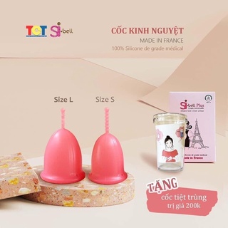 Cốc nguyệt san Sibell Cup hàng nhập khẩu chính hãng từ Pháp tặng kèm cốc tiệt trùng và viên tiệt trùng, có size S L