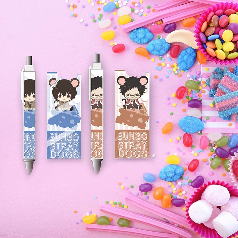 Bút Bi Ngòi 1Mm Có Thể Xóa Được Màu Xanh Dương / Đen In Hình Songping Bungo Stray Dogs