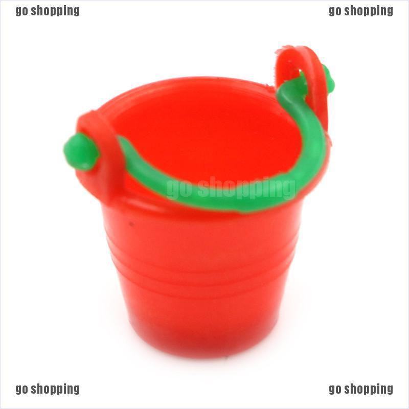 {go shopping}1:12 Mini Cute Bucket Plastic Colored Dollhouse Decoration Toy