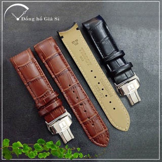 Dây da đeo tay Tissot ĐẦU ÔM size 20,22,23,24mm có khóa logo 2 màu ĐEN, NÂU ( ảnh thật, kèm video)