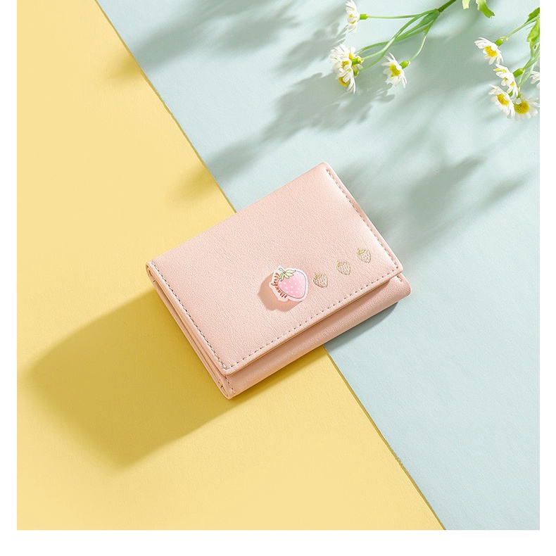 Ví/ Bóp Ngắn Quả Dâu Tây Nổi Cầm Tay Cho Nữ ERASHOP 080064 - Xinh Xắn, Nhiều Ngăn, Rẻ Đẹp